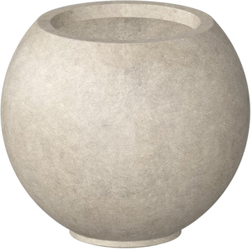 Accent Round Sphere Weathered Concrete Planter 19.3" Dia, Outdoor | Rubber Plug for Indoor, Drainage for Garden