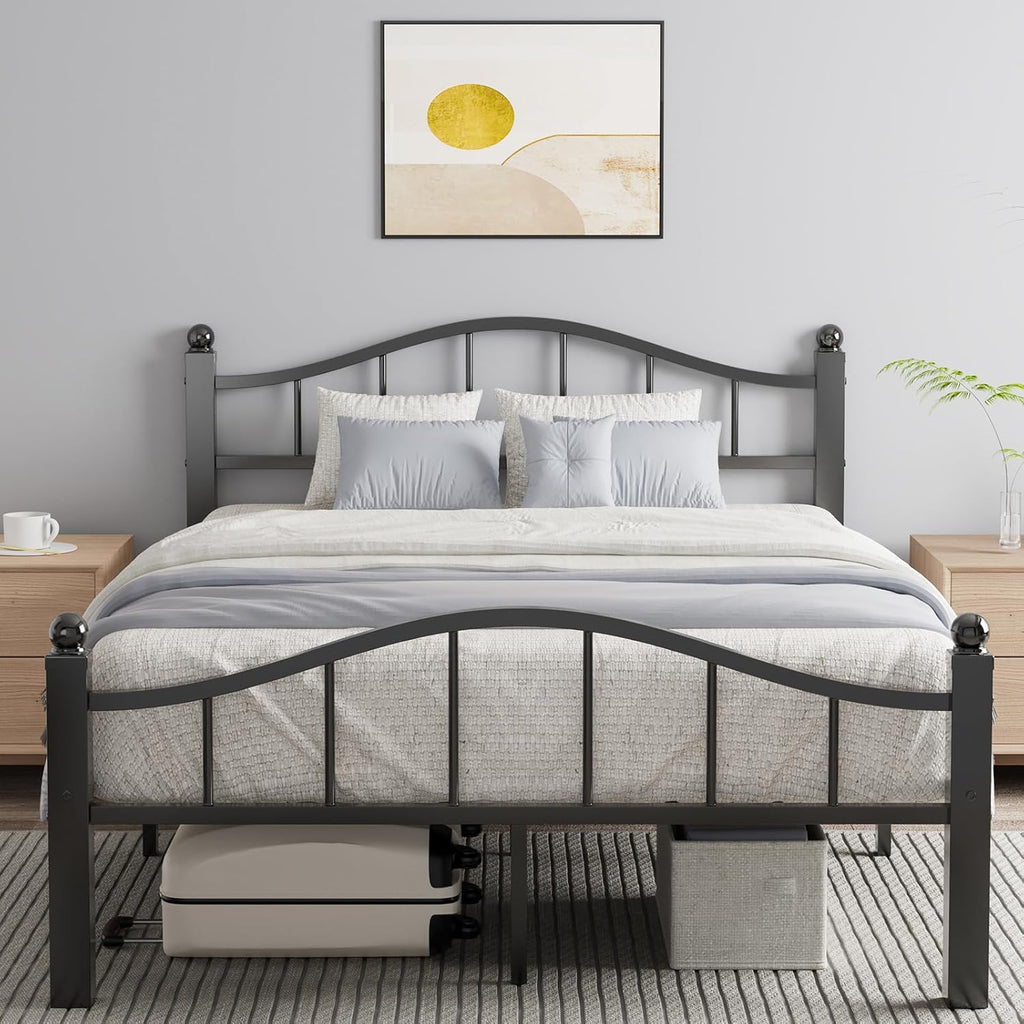 Full Bed Frames with Headboard, Noise-Free Design & Underbed Storage Heavy Duty Metal Bed Frames No Box Spring