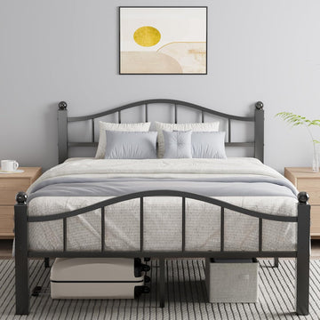 Full Bed Frames with Headboard, Noise-Free Design & Underbed Storage Heavy Duty Metal Bed Frames No Box Spring
