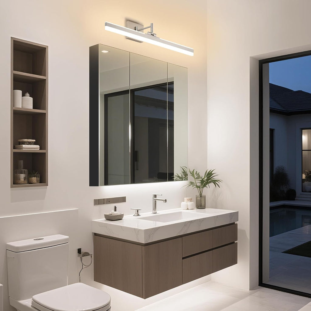 LED Vanity Light Fixture,Brushed Nickel 23.6'' 5CCT DimmableAdjustable & Rotatable Bathroom Light Fixture Above