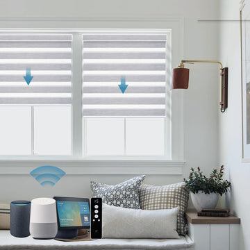 Customized Motorized Zebra Blinds, 60% Blackout Light-Grey