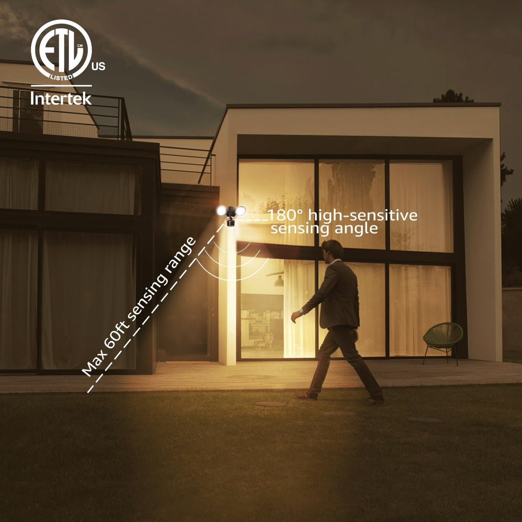 LED Security Light Outdoor Motion Sensor Dusk to Dawn 3000K Bronze | Motion Flood Light for Outside, Dusk to Dawn, UL