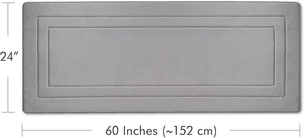 Ultima Comfort Memory Foam Runner Rug - 24" x 60", Non-Slip Kitchen Runner - Extra-Long Bath Mat Floor (Gray)