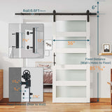 36'' x 84'' Glass Barn Door and 6.6 Ft Hardware Kit Included, MDF White Barn Door Slab with Frosted 