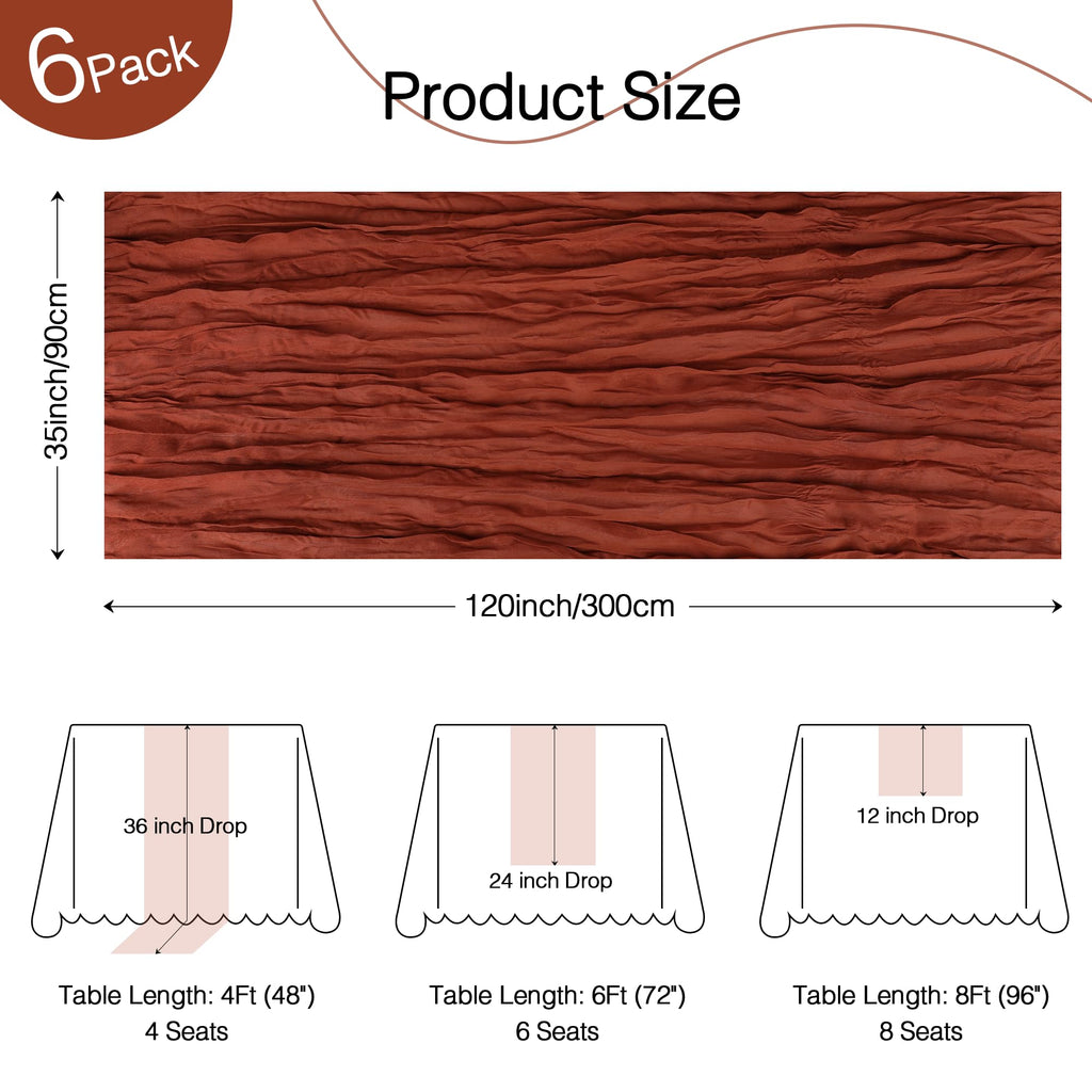 6 Pack Terracotta Cheesecloth Table Runner Boho Gauze Fall Decor