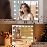 Vanity Mirror with Lights: Hollywood Lighted Makeup Mirror with 15 LED Bulbs, 22.8''x18'' Light Up Mirror with 3