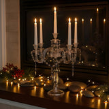 Acrylic Candelabra Centerpieces for Tables, 18.5in Tall 5 Arm Acrylic Candle Holder for Taper LED Candles, Clear