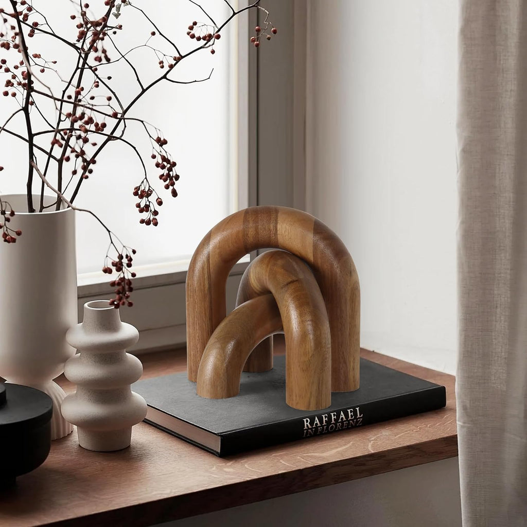 3 Pcs Wood Shelf Decor Aesthetic, Modern Aesthetic Home Decor Accent, Decorative Object for Coffee Table, Book Shelf