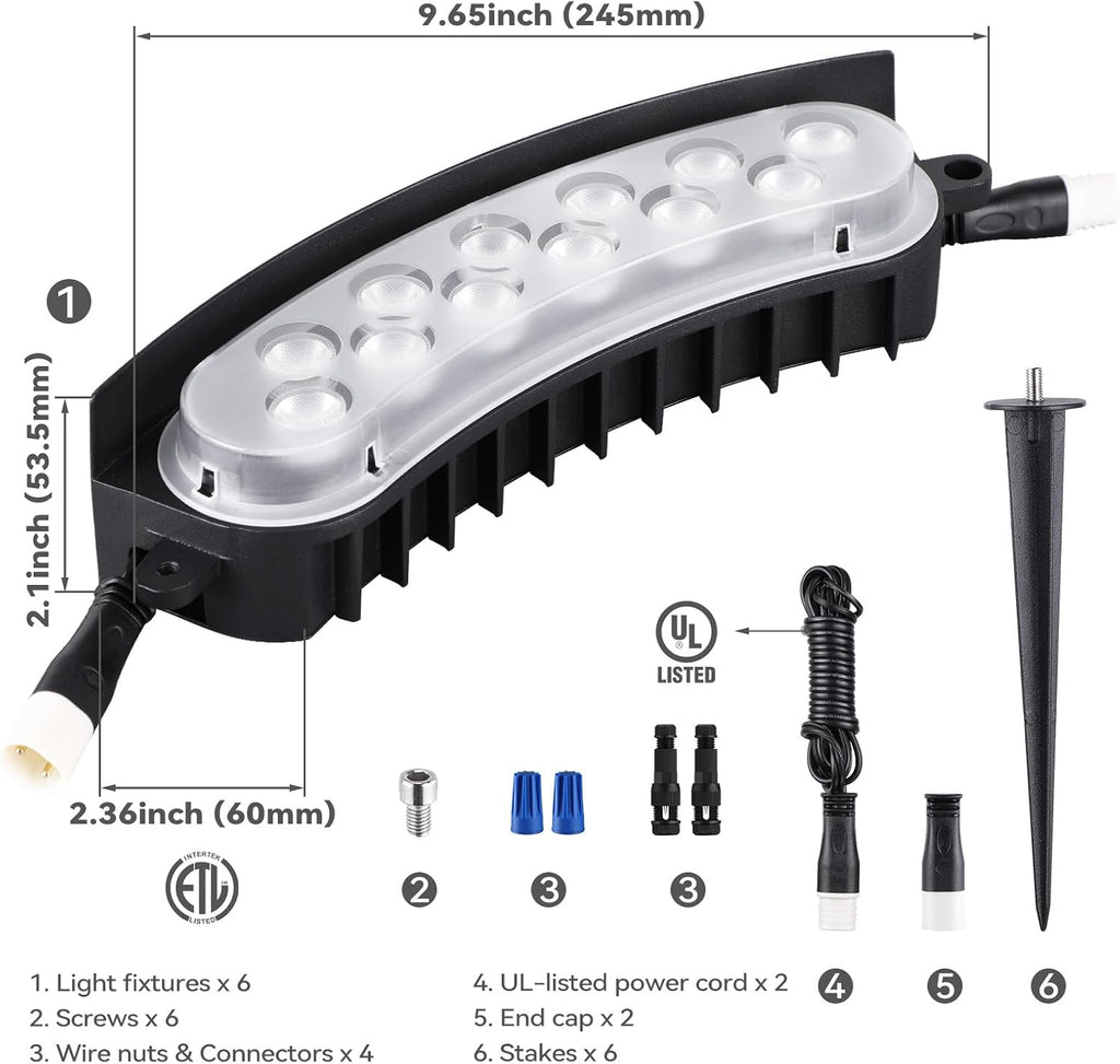Update 5CCT Low Voltage Landscape Tree Ring Lights, AC/DC 12-24V, 750LM 11W/PCS Aluminum IP65 Landscape Spotlights