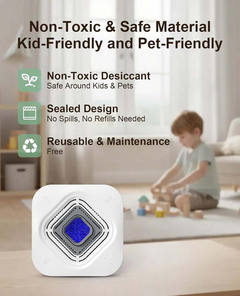 Dehumidifier for Bathroom with Color-Changing Beads, Rechargeable Small Dehumidifier for Closet