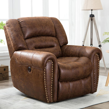 Power Recliner Chair,Faux Leather Electric Recliner Chair with Padded Arms and Adjustable Backrest,Single Sofa with