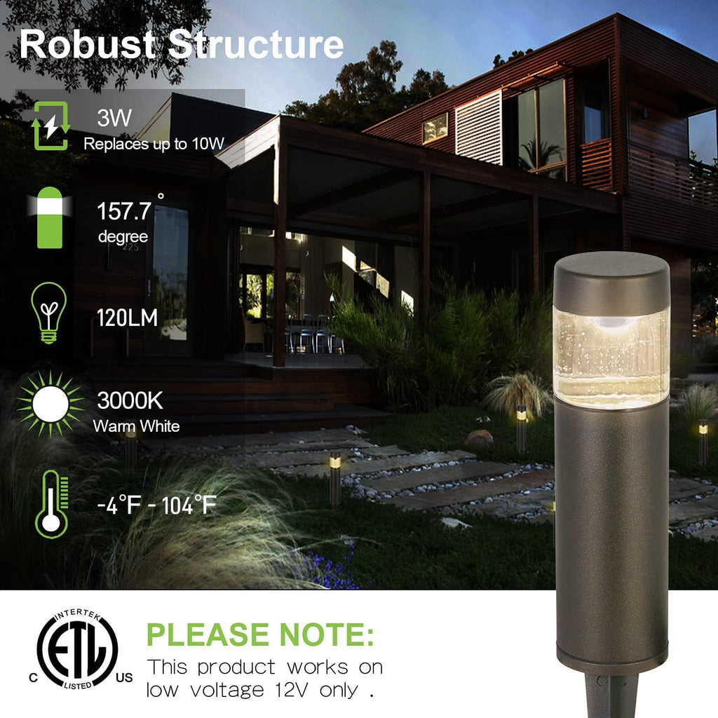 Low Voltage Landscape Lights, LED Outdoor Bollard Pathway Lights | Aluminum Construction, Waterproof Round Landscape