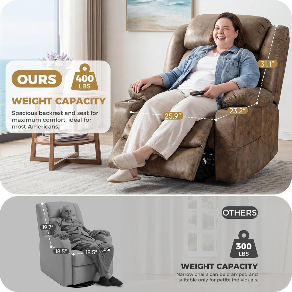 Oversized Power Lift Recliner Chair for Elderly, Big and Tall with Massage and Heating, Breathable Faux Leather with