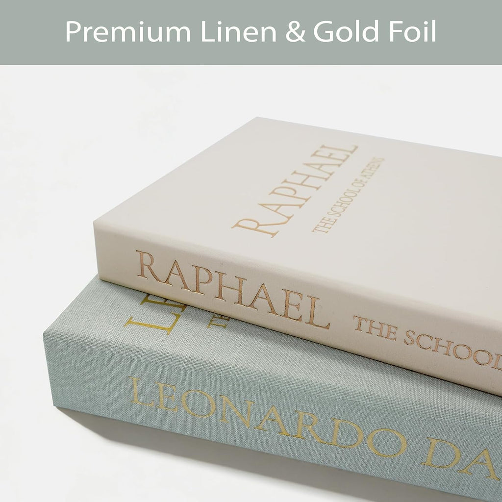 Linen Faux Book Box Set of 3, Decorative Books for Shelves, Fake Books for Decoration with Secret Compartment, Modern
