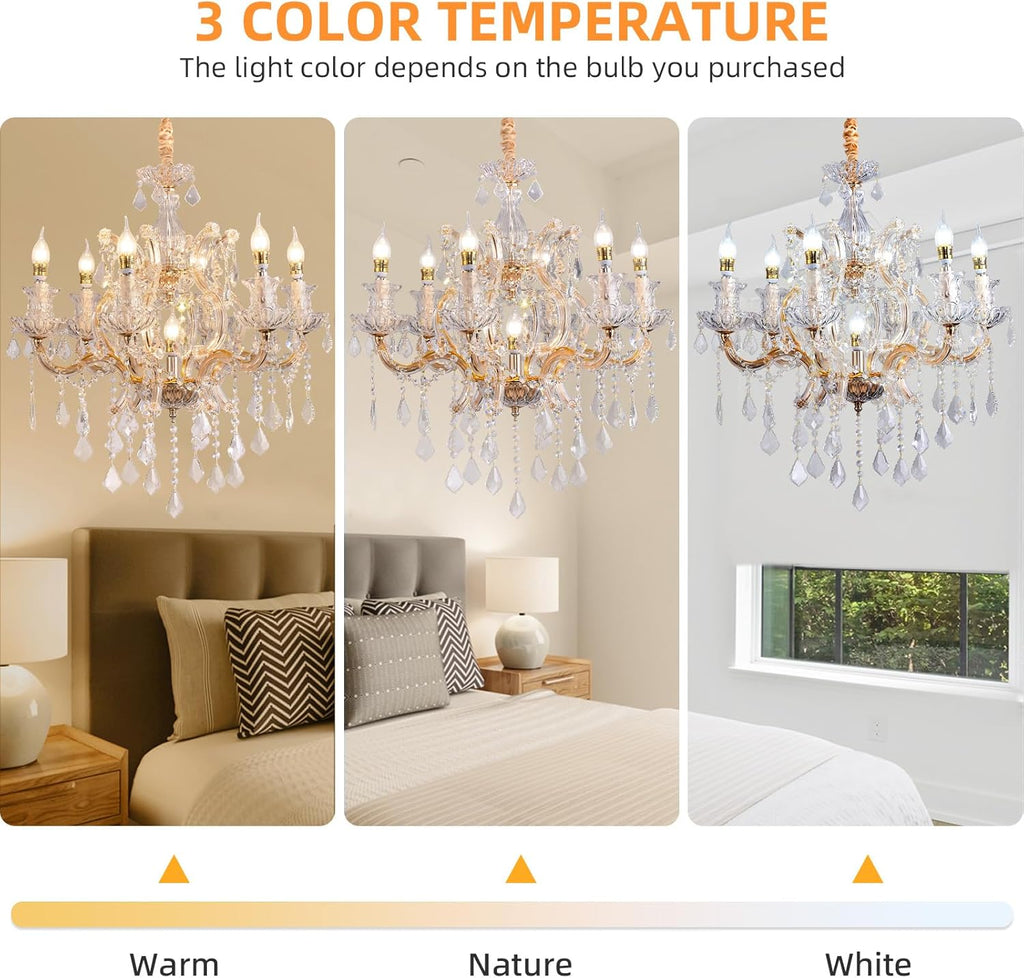 Crystal Chandeliers Light Dining Room_K9 Modern Chandelier Lights for Bedroom - 7 E12 Bulbs Hanging Pendant Lighting Fixtures for Living Room Kitchen Farmhouse Hallway Ceiling Entryway