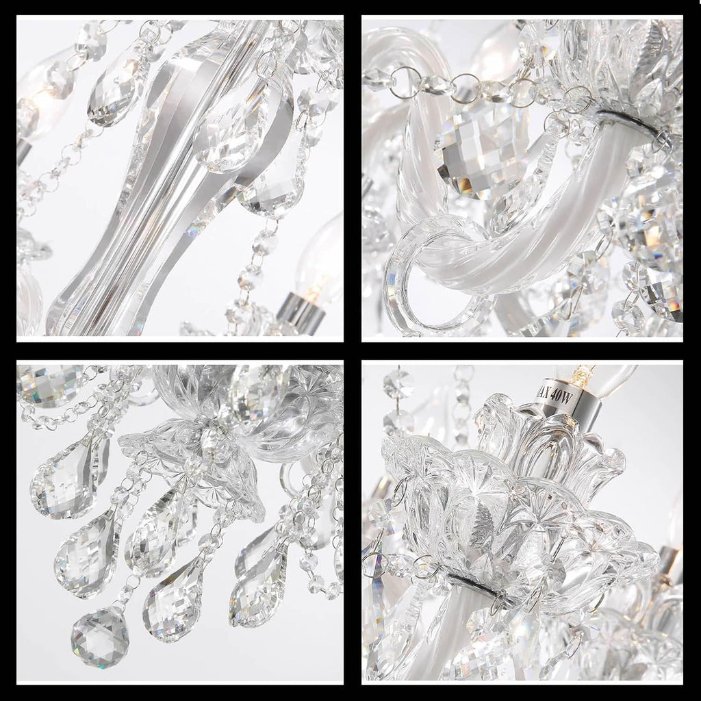 Clear Crystal Chandelier Lighting, Double Layer 8+4 Lights, K9 Clear Crystal Ceiling Lights, Modern Crystal Light for Living Room (12 Lights)