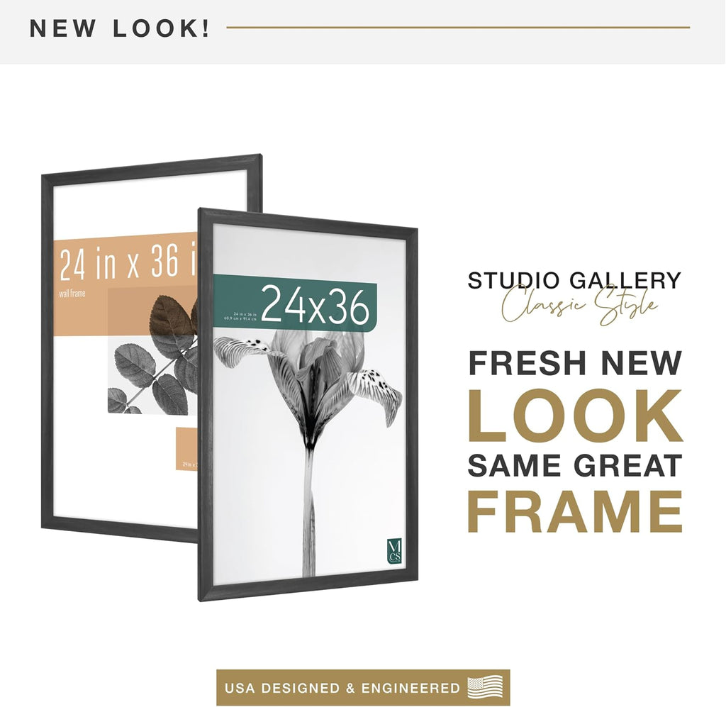 MCS Studio Gallery Classic Poster Frame, 24x36, Black Woodgrain