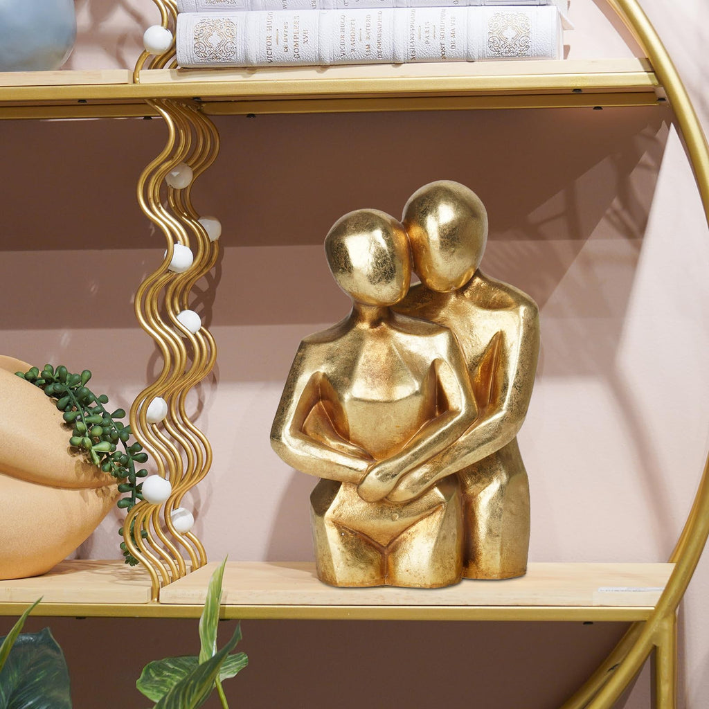 Hugging Couple Sculptures Gold Home Décor