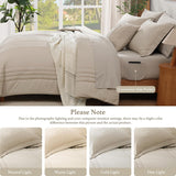 Monbix Queen Comforter Set - 7 Pieces Beige Bed in a Bag Queen Bedding Sets with Comforters