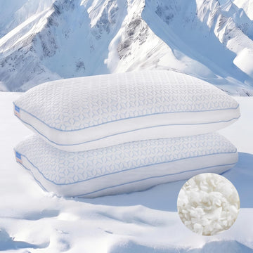 Cooling Pillows King Size Set of 2, Shredded Memory Foam Pillows | CertiPUR-US King Size Pillows Firm and Soft