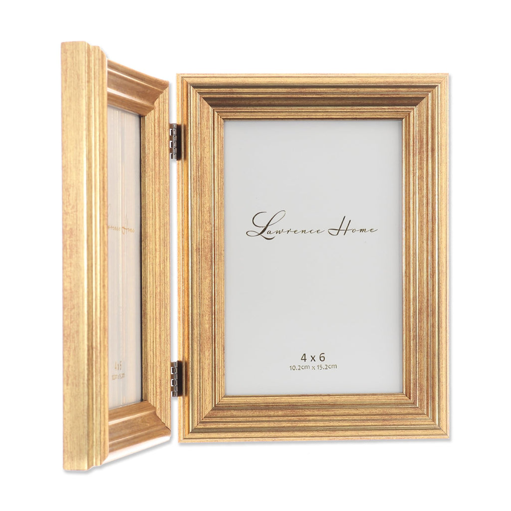 4x6 Hinged Double Sutter Burnished Gold Picture Frame
