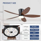 Ceiling Fans with Lights-48 Low Profile Ceiling Fan with Light and Remote/APP Control,Flush Mount,DC Reversible,LED Dimmable Modern Ceiling Fans for Bedroom,Indoor/Outdoor Patio Use(Brown) A101-B0DNLVQ4XV