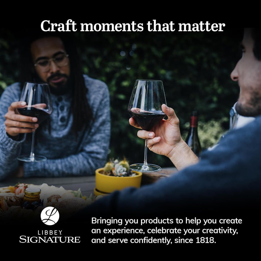 Signature Red Wine Glasses Set of 4, Seamless 24 Oz Wine Glasses for Cabernet, Merlot, and More, Stemmed Wine Glasses