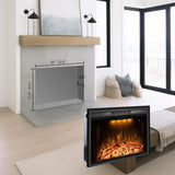 33 Inch Electric Fireplace Insert with Glass Door and Mesh Screen, Multicolor Flame Effects, Crackling Sound, Timer and Overheat Protection, 750W/1500W