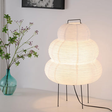 Noguchi Style Akari Floor Lamp, Rice Paper Lantern for Establishing A Warm and Cozy Ambiance in Any Room (Cloud)