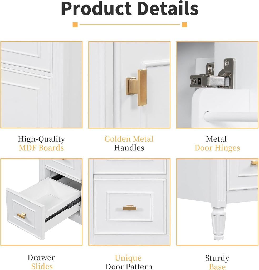 Harper & Bright Designs 30" Bathroom Vanity with Sink, Free Standing Vanity Set with Tip-Out Drawer, 2 Drawers