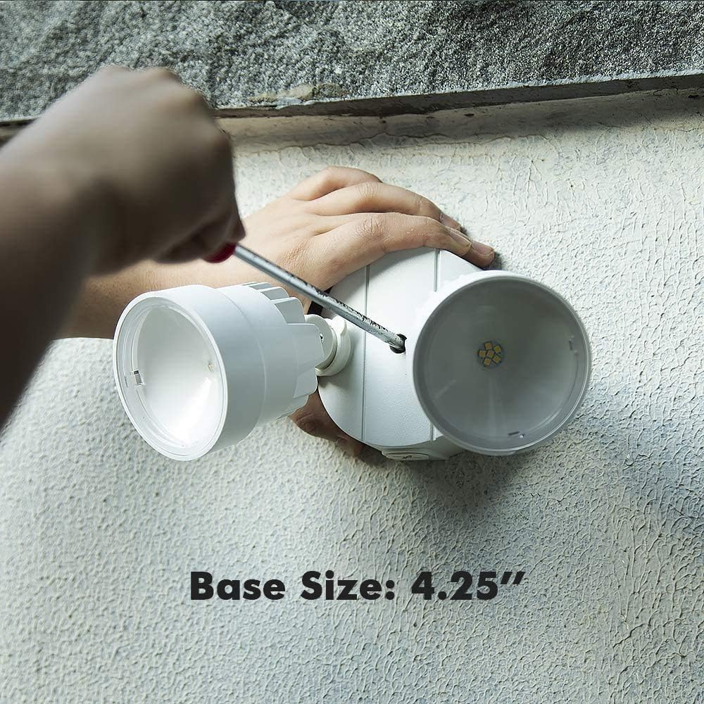 P6221W-D2D 2000 Lumen 18 Watt 28 LED Dual-Head Flood Light Outdoor Dusk to Dawn Waterproof Exterior Security Wall