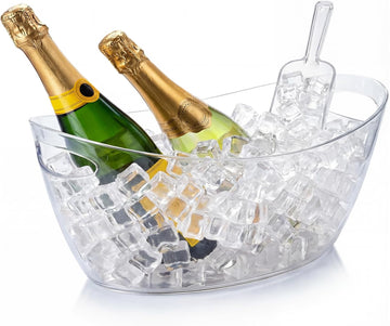 Clear Acrylic Ice Buckets Large Champagne Drink Cooler Storage Ice Tub with Scoops for Beer Cocktails Wine Beverage