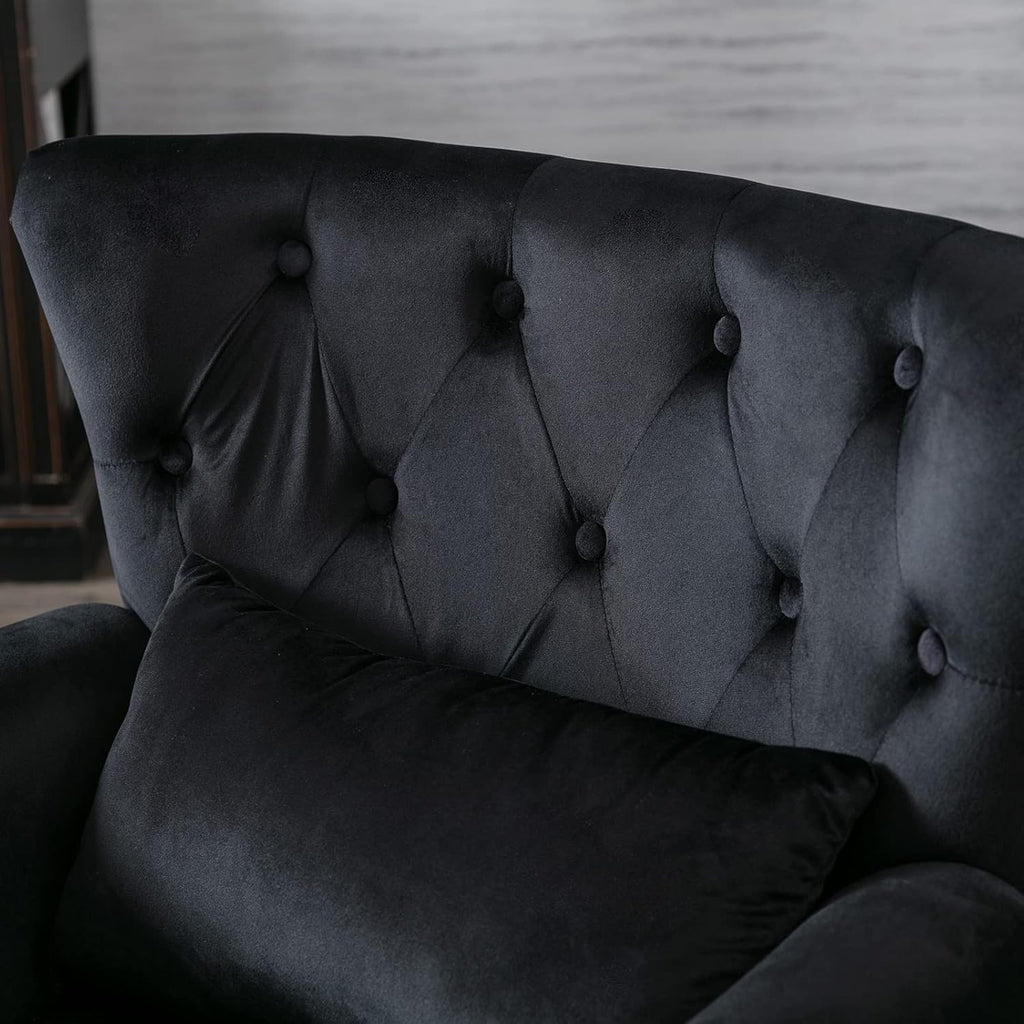 Mid-Century Modern Accent Chair Comfy Tufted Single Sofa Chair Wingback Armchair with Pillow for Club, Living Room