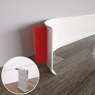 Peel and Stick Rubber Baseboard Trim, 4 Inch x 10 Feet, White, S100