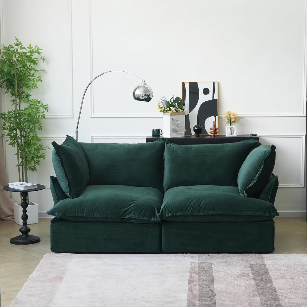 82.66" Sectional Couch for Living Room, Modular Sectional Sofa, Modern Convertible Couches, Cushion Covers Removable, Down Filled Soft Sofas for Living Room, Home, Apartment (Green) A124-B0F1CFPL2R