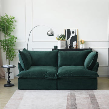 82.66" Sectional Couch for Living Room, Modular Sectional Sofa, Modern Convertible Couches, Cushion Covers Removable, Down Filled Soft Sofas for Living Room, Home, Apartment (Green)