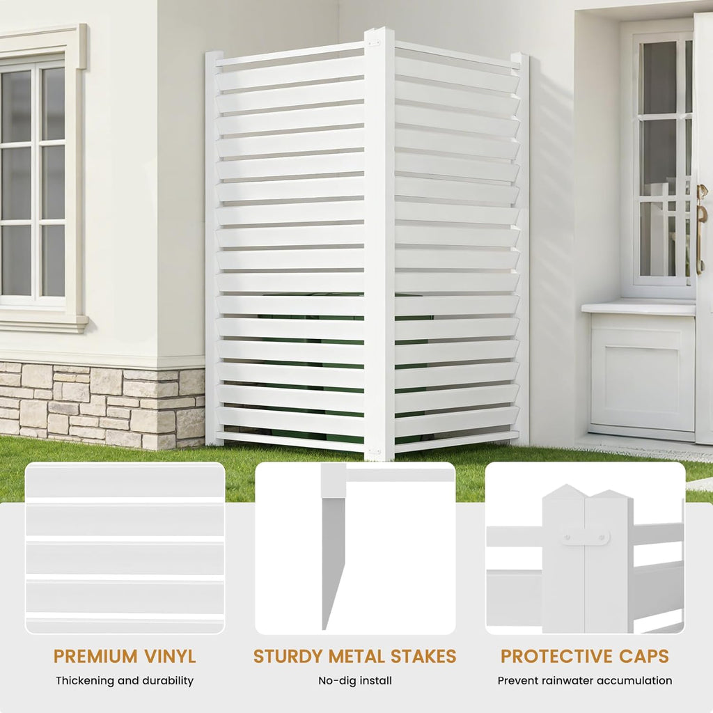 38" W x60 H Air Conditioner Fence,White Vinyl Privacy Fence, Privacy Panels Pool Equipment Enclosure Outdoor Privacy