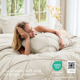 Sasttie Queen Comforter Set, 7-Piece Bed in a Bag, Pintuck Bedding Sets for All Season, Includes Comforter, Flat Sheet