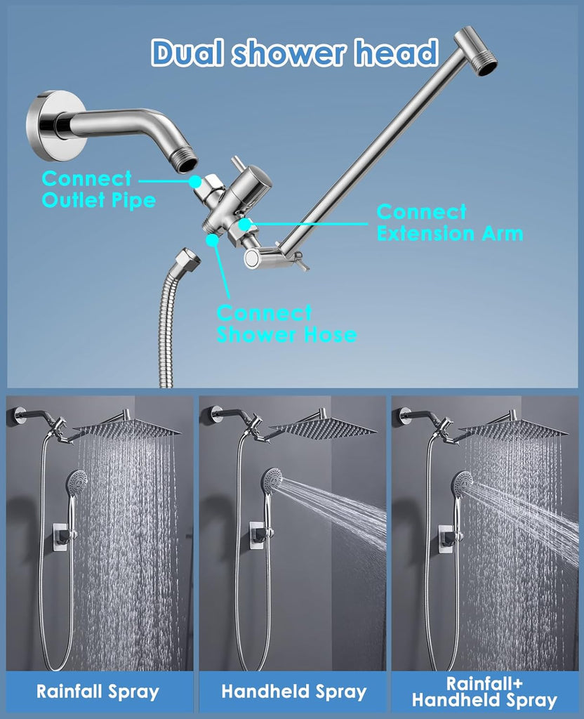 High Pressure Rainfall Shower Head with Handheld Spray Combo