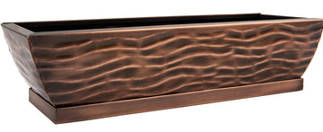 Succulent Planter Rectangular Plant Pot Flower Indoor Outdoor Window Box (Antique Copper Large)