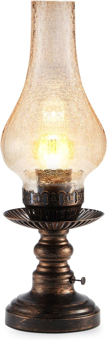 Vintage Rechargeable Cordless Table Lamp with Dimmer & Touch Control, Small Battery Powered Lights