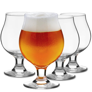 Beer Glasses Set of 4, 16 OZ Classic Craft Goblet Glasses, Premium Tumbler Set, Pub, Unique Design Beer Glasses
