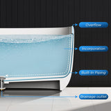 51" Stone Resin Freestanding Bathtub, Matte White Stone Resin Soaking Tub, Oval Shape Solid Surface Freestanding Tubs
