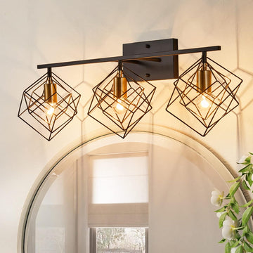 3 Light Vanity Light Light Fixtures Over Mirror with Rotatable 3 Cube Shades, Modern Wall Mounted Lights Matte