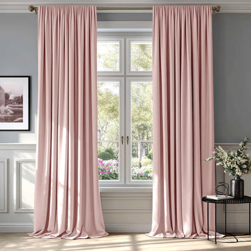 Light Pink Blackout Velvet Curtains Drapes 84 Inch Long 52"x84"
