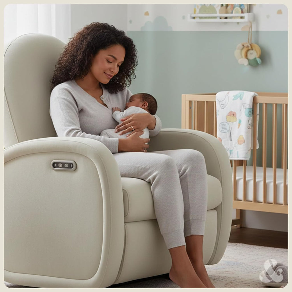Power Glider Recliner | Contemporary Nursery Glider Chair | Adjustable Headrest & Glide | Live Smart