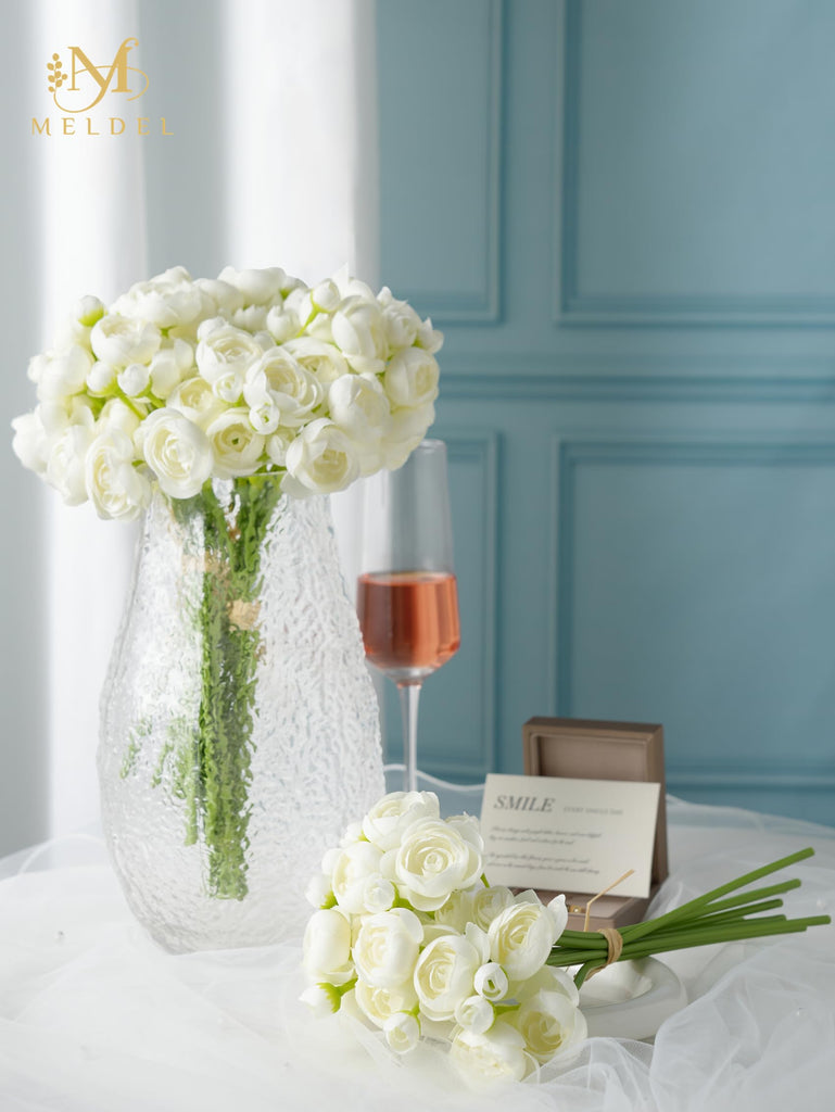 32Pcs Ivory White Ranunculus Artificial Flowers for DIY Home Wedding