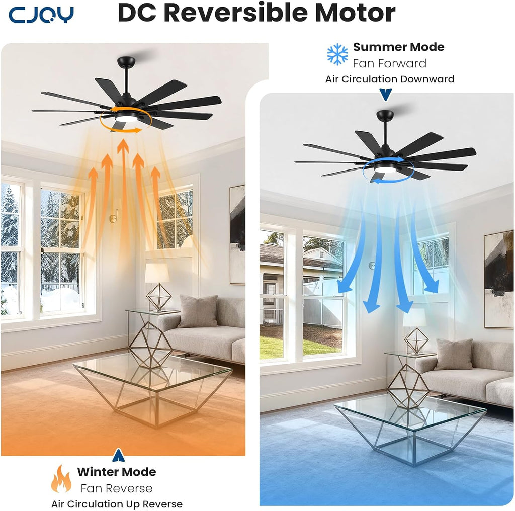 62" Ceiling Fan with LED Light and Remote - Black & Walnut