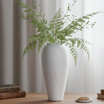 White Ceramic Vase, Large 12.6 Inch Tall Ceramic Flower Vase Home Decor, Minimalist Texture Stone White Flower Vase