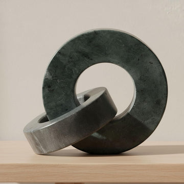 Home Decor and Bathroom Decor Marble Double Ring - Modern Shelf Sculpture and Office Accents for Room Styling